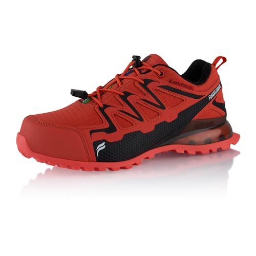 Fusskleidung® Damen Herren Wanderschuhe wasserdichte Trail Running Trekkingschuhe Orange Schwarz EU 38 von Fusskleidung