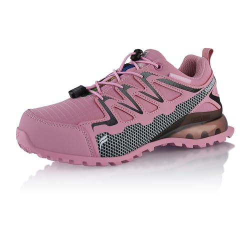 Fusskleidung® Damen Herren Wanderschuhe wasserdichte Trail Running Trekkingschuhe Rosa Grau EU 36 von Fusskleidung