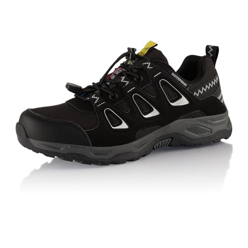 Fusskleidung® Damen Herren Wanderschuhe wasserdichte Trail Running Trekkingschuhe Schwarz Dunkelgrau EU 43 von Fusskleidung