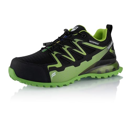 Fusskleidung® Damen Herren Wanderschuhe wasserdichte Trail Running Trekkingschuhe Schwarz Grün EU 41 von Fusskleidung