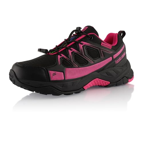 Fusskleidung® Damen Herren Wanderschuhe wasserdichte Trail Running Trekkingschuhe Schwarz Pink EU 39 von Fusskleidung