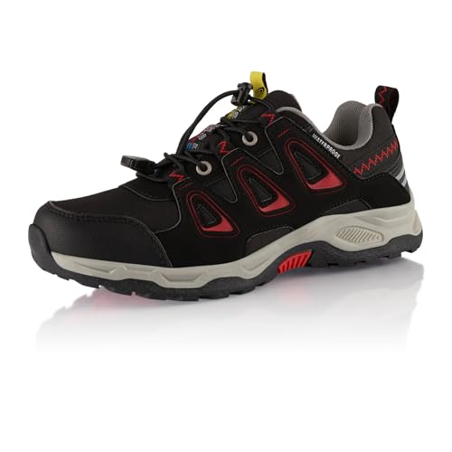 Fusskleidung® Damen Herren Wanderschuhe wasserdichte Trail Running Trekkingschuhe Schwarz Rot Grau EU 38 von Fusskleidung