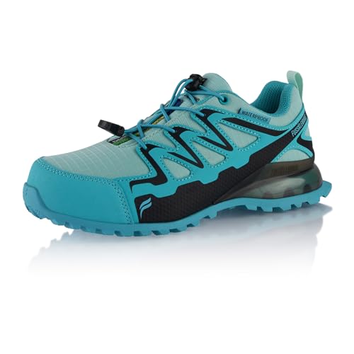 Fusskleidung® Damen Herren Wanderschuhe wasserdichte Trail Running Trekkingschuhe Türkis Schwarz EU 40 von Fusskleidung