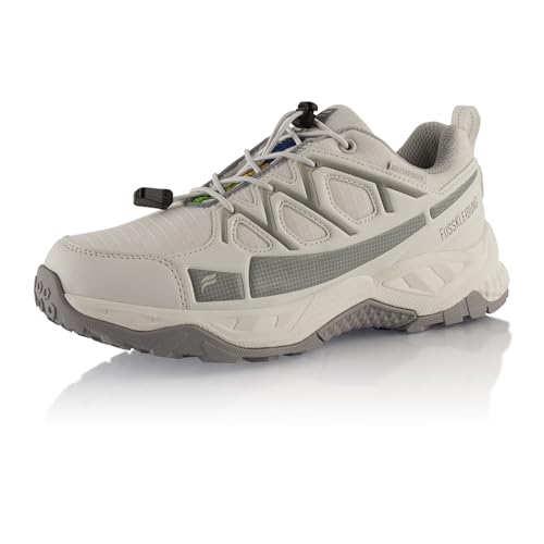 Fusskleidung® Damen Herren Wanderschuhe wasserdichte Trail Running Trekkingschuhe Weiss Grau EU 42 von Fusskleidung