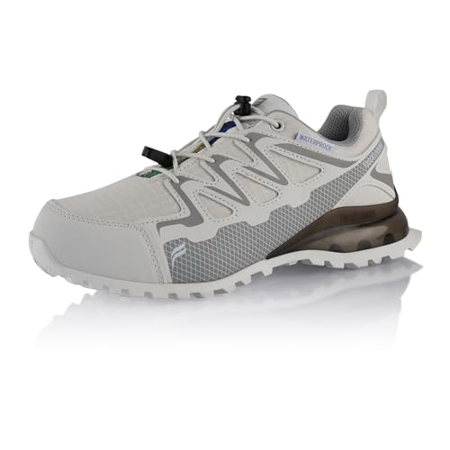 Fusskleidung® Damen Herren Wanderschuhe wasserdichte Trail Running Trekkingschuhe Weiß Grau EU 44 von Fusskleidung