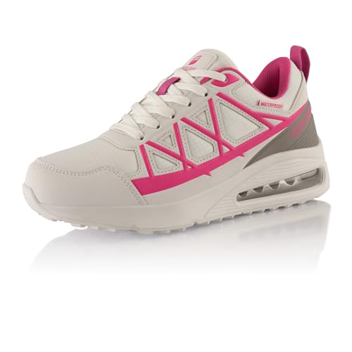 Fusskleidung® Damen Herren Wanderschuhe wasserdichte Trail Running Trekkingschuhe Weiß Pink EU 38 von Fusskleidung