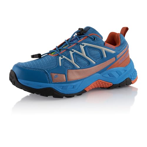 Fusskleidung® Damen Herren Wanderschuhe wasserdichte Trail Running Trekkingschuhe Blau Orange Grau EU 38 von Fusskleidung