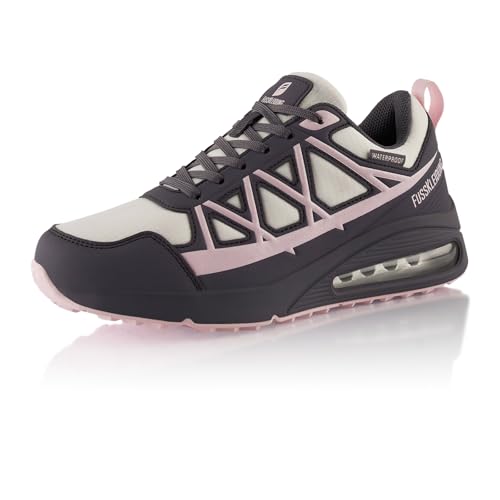 Fusskleidung® Damen Herren Wanderschuhe wasserdichte Trail Running Trekkingschuhe Grau Rosa EU 36 von Fusskleidung