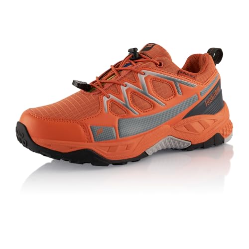 Fusskleidung® Damen Herren Wanderschuhe wasserdichte Trail Running Trekkingschuhe Orange Grau EU 39 von Fusskleidung