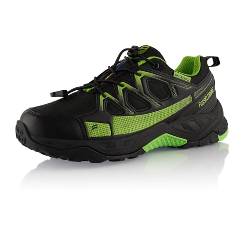 Fusskleidung® Damen Herren Wanderschuhe wasserdichte Trail Running Trekkingschuhe Schwarz Grün EU 43 von Fusskleidung