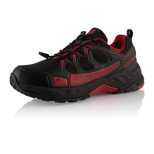 Fusskleidung® Damen Herren Wanderschuhe wasserdichte Trail Running Trekkingschuhe Schwarz Rot Schwarz EU 44 von Fusskleidung