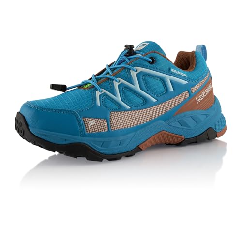 Fusskleidung® Damen Herren Wanderschuhe wasserdichte Trail Running Trekkingschuhe Türkis Braun EU 38 von Fusskleidung