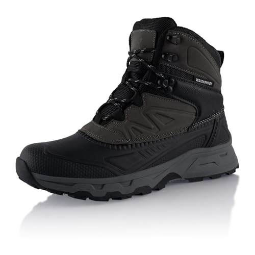 Fusskleidung® Damen Herren wasserdichte Stiefel warme Winterschuhe Grau Schwarz 38 von Fusskleidung