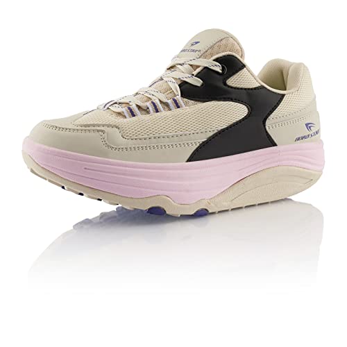 Fusskleidung® Damen Sneaker Abrollsohle Sportschuhe leichte Gesundheitsschuhe Beige Schwarz Rosa EU 36 von Fusskleidung