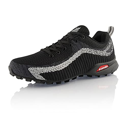 Fusskleidung® Herren Laufschuhe atmungsaktive Runners leichte Trekkingschuhe Schwarz Grau EU 45 von Fusskleidung