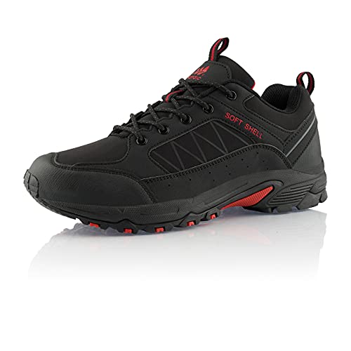 Fusskleidung® Herren Wanderschuhe Wasserabweisende Trekkingschuhe Schwarz Rot EU 41 von Fusskleidung