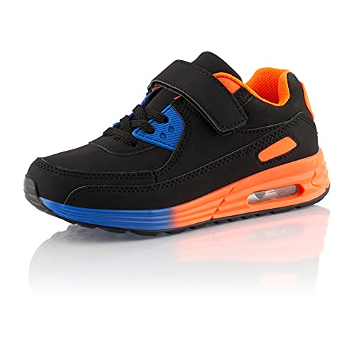 Fusskleidung® Mädchen Turnschuhe Dämpfung Sneaker Kinder Sportschuhe Blau Orange EU 25 von Fusskleidung