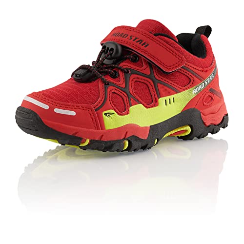 Fusskleidung® Mädchen Wanderschuhe Kinder Trekkingschuhe Rot Schwarz Gelb EU 25 von Fusskleidung