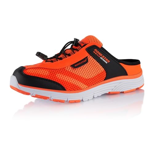 Fusskleidung® Damen Herren Hausschuhe atmungsaktive Clogs leichte Pantoffeln Schwarz Orange EU 37 von Fusskleidung