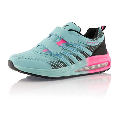 Fusskleidung® Damen Herren Laufschuhe Dämpfung Sportschuhe leichte Turnschuhe Blau Fuchsia Schwarz EU 38 von Fusskleidung