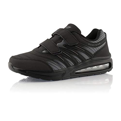 Fusskleidung® Damen Herren Laufschuhe Dämpfung Sportschuhe leichte Turnschuhe Schwarz Grau EU 36 von Fusskleidung