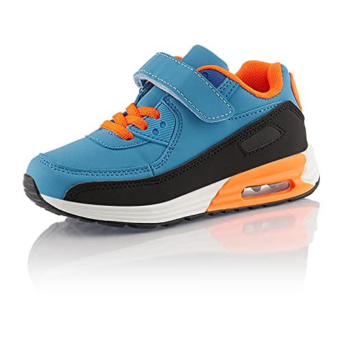 Fusskleidung® Mädchen Turnschuhe Dämpfung Sneaker Kinder Sportschuhe Blau Schwarz Orange EU 25 von Fusskleidung