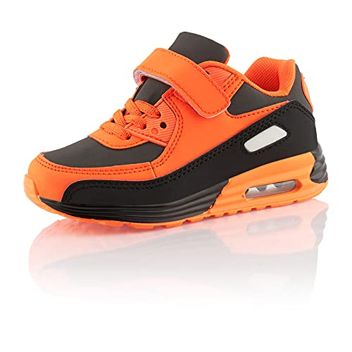 Fusskleidung® Mädchen Turnschuhe Dämpfung Sneaker Kinder Sportschuhe Schwarz Orange EU 25 von Fusskleidung