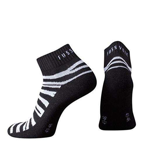 Fussvolk Quarter Socken schwarz Sportstrümpfe Ankle Socks Animalprint Tiger, Size:39-42 von Fussvolk