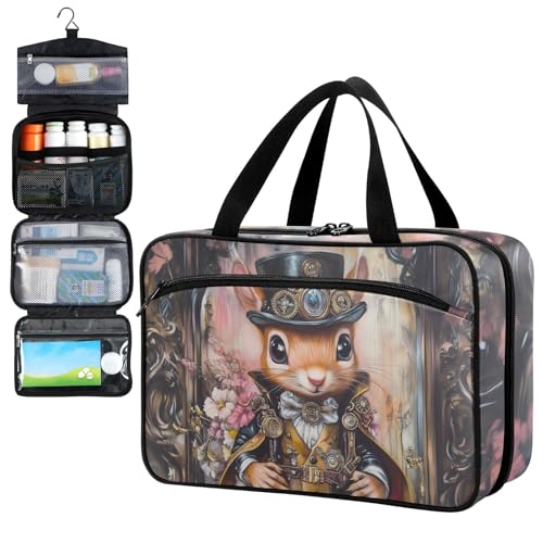 Fustylead Aufbewahrungstasche für Ölgemälde, künstlerisch, niedlich, Eichhörnchen, Prinz, Reise, Medizin, große Haushaltspillenflasche, Organizer mit Reißverschluss für Erste Hilfe, Pillen, Vitamine, von Fustylead