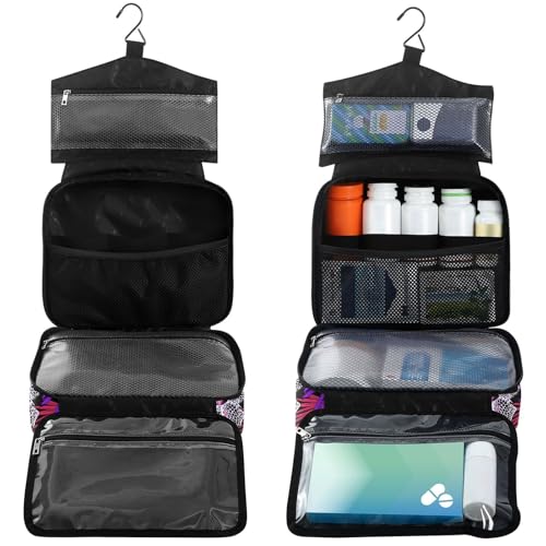 Fustylead Bright Magical Psychedelic Mushrooms Skulls Travel Medicine Storage Bag Large Household Pill Bottle Organizer with Zipper for First Aid Pills, Vitamins, Medical Supplies, mehrfarbig, M von Fustylead