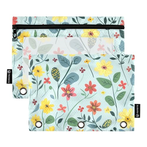 Fustylead Federmäppchen für 3-Ringbinder, Reißverschlusstasche mit transparentem Fenster, Federmäppchen für Zuhause, Büro, 2 Stück, mehrfarbig von Fustylead