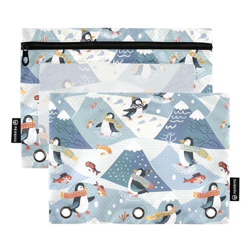 Fustylead Federmäppchen für 3-Ringbinder, mit Reißverschluss, mit transparentem Fenster, Organizer für Kosmetik, Büro, 2 Stück, mehrfarbig von Fustylead