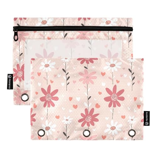 Fustylead Federmäppchen für 3-Ringbücher, mit Reißverschluss, mit transparentem Fenster, für Zuhause, Büro, 2 Stück, mehrfarbig von Fustylead