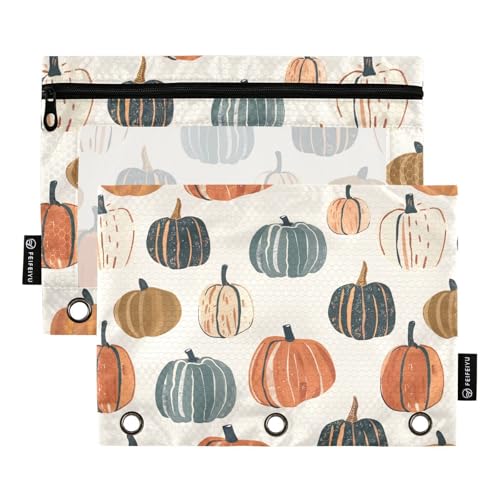 Fustylead Federmäppchen mit Reißverschluss für 3-Ringbinder, Aquarellfarben, mit transparentem Fenster, Organizer für Kosmetik, Büro, 2 Stück von Fustylead