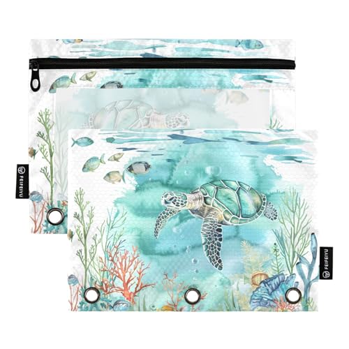 Fustylead Federmäppchen mit großem Fassungsvermögen, für 3-Ringbinder, wasserfest, mit transparentem Fenster, für Kosmetik, Bürobedarf, Aquamarin, Blaugrün, 2 Stück, multi von Fustylead