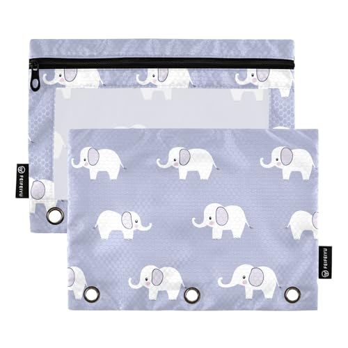 Fustylead Federmäppchen mit niedlichem Cartoon-Elefant, mit transparentem Fenster für 3-Ringbinder, Reißverschluss-Federmäppchen, Kosmetiktaschen für Schule, Büro, Kosmetik, Studenten, Zubehör, 2 Fustylead Federmäppchen mit niedlichem Cartoon-Elefant, mit transparentem Fenster für 3-Ringbinder, Reißverschluss-Federmäppchen, Kosmetiktaschen für Schule, Büro, Kosmetik, Studenten, Zubehör, 2 von Fustylead