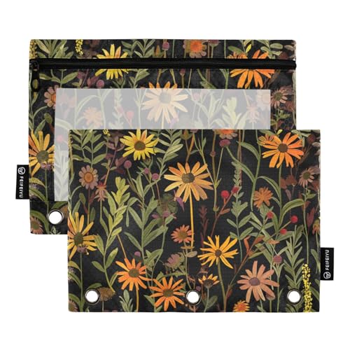 Fustylead Federmäppchen mit transparentem Fenster für 3-Ringbinder, Reißverschluss, Kosmetiktasche für Büro-Kosmetikbedarf, 2 Stück, mehrfarbig von Fustylead