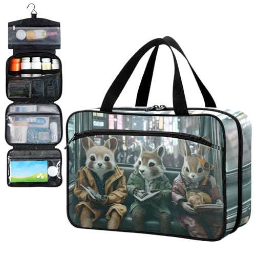 Fustylead Future Scene of Wild Animals Dressed As People Travel Medicine Storage Bag Large Household Pill Bottle Organizer with Zipper for First Aid Pills, Vitamins, Medical Supplies, mehrfarbig, L von Fustylead