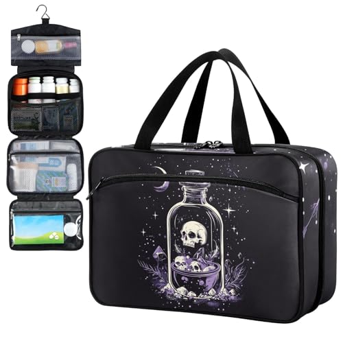 Fustylead Halloween Magic Bottle of Poision Skull Crystal Travel Medicine Organizer Bag Home Storage First Aid Kit Large Pill Case with Zipper for Pill Bottle, Vitamine and Medical Supplies, Schwarz , von Fustylead