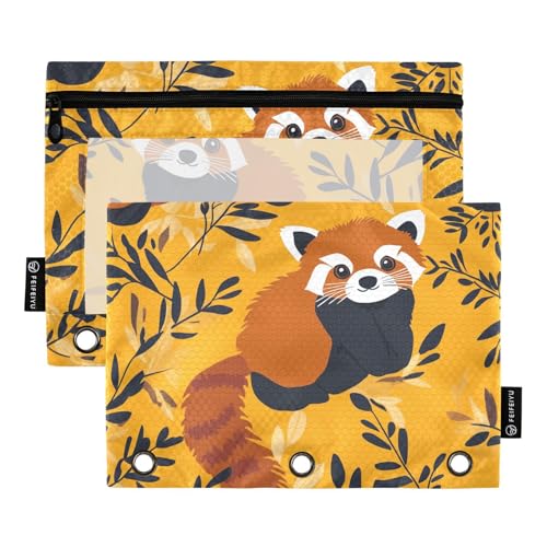 Fustylead Lovely Lesser Panda und Zweige Bleistiftbeutel für 3-Ringbuch, große Kapazität, Binder-Bleistifttasche mit transparentem Fenster, für Schule, Büro, Kosmetik, Kinderbedarf, 2 Stück Fustylead Lovely Lesser Panda und Zweige Bleistiftbeutel für 3-Ringbuch, große Kapazität, Binder-Bleistifttasche mit transparentem Fenster, für Schule, Büro, Kosmetik, Kinderbedarf, 2 Stück von Fustylead
