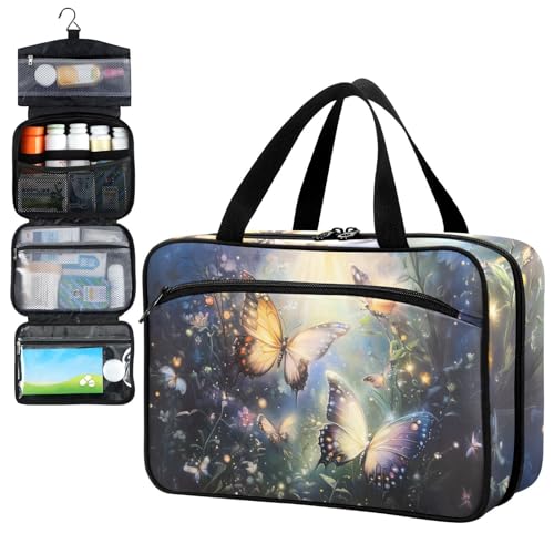 Fustylead Magic Butterflies and Fireflies Travel Medicine Storage Bag Large Household Pill Bottle Organizer with Zipper for First Aid Pills, Vitamins, Medical Supplies, Schwarz , M von Fustylead