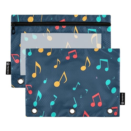 Fustylead Melody Notiz-Bleistifttasche für 3 Ringe, Federmäppchen mit Reißverschluss, transparentes Fenster, für Schule, Büro, Kosmetik, Studenten, Zubehör, 2 Stück Fustylead Melody Notiz-Bleistifttasche für 3 Ringe, Federmäppchen mit Reißverschluss, transparentes Fenster, für Schule, Büro, Kosmetik, Studenten, Zubehör, 2 Stück von Fustylead