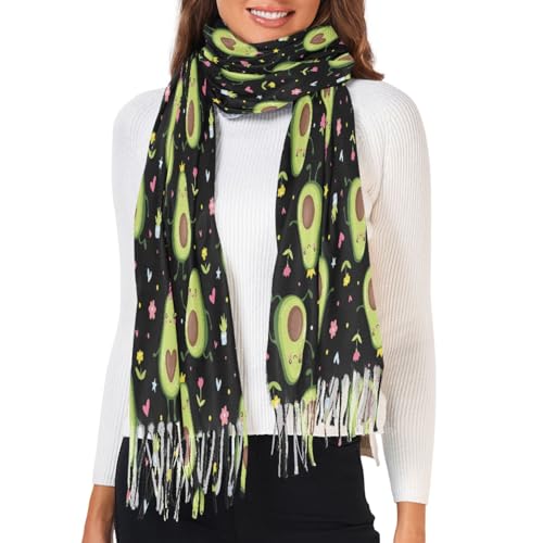 Fustylead Niedlicher Avocado-Schal für den Winter, Kaschmir-Haptik, weich, warm, Geschenk für Männer und Frauen, Schwarz , One size von Fustylead