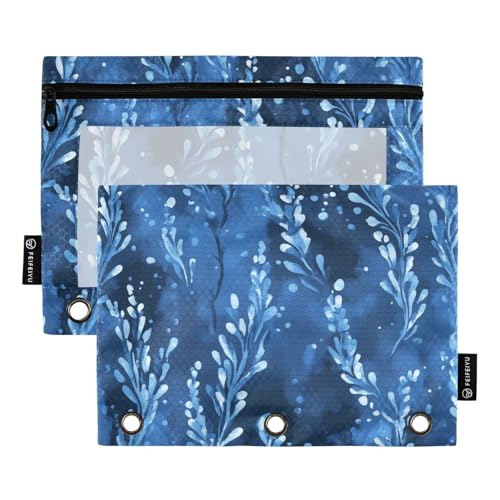 Fustylead Schöne blaue Korallen-Federmäppchen passend für Standard-3-Ring-Ordner, Reißverschluss-Bleistifttasche mit transparentem Fenster für Büro, Schule, Kosmetik, 2 Stück Fustylead Schöne blaue Korallen-Federmäppchen passend für Standard-3-Ring-Ordner, Reißverschluss-Bleistifttasche mit transparentem Fenster für Büro, Schule, Kosmetik, 2 Stück von Fustylead