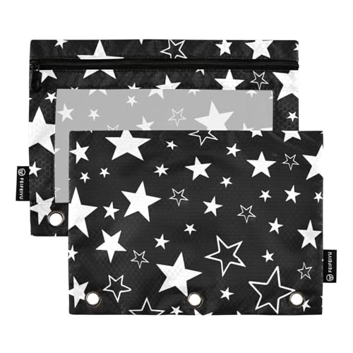 Fustylead Silhouette of Five-pointed Stars Pencil Bags for 3 Ring Binders, Zipper Pocket Pouch with Clear Window Pencil Case Bags for Home Office, 2 Pack, multi Fustylead Silhouette of Five-pointed Stars Pencil Bags for 3 Ring Binders, Zipper Pocket Pouch with Clear Window Pencil Case Bags for Home Office, 2 Pack, multi von Fustylead