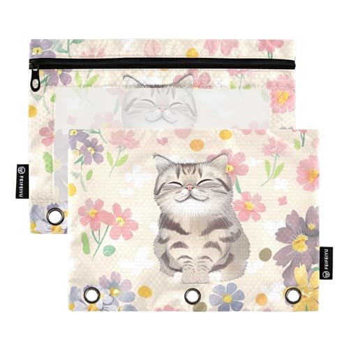 Fustylead Smiling Cute British Shorthair Cat and Flower Big Capacity Pencil Bag Fits 3 Ring Binders, Waterproof Pencil Case with Clear Window for Cosmetic Office Supplies 2 Pack Fustylead Smiling Cute British Shorthair Cat and Flower Big Capacity Pencil Bag Fits 3 Ring Binders, Waterproof Pencil Case with Clear Window for Cosmetic Office Supplies 2 Pack von Fustylead