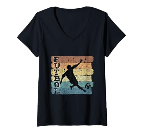 Damen Fußballspieler, Retro Vintage Faded Soccer T-Shirt mit V-Ausschnitt Damen Fußballspieler, Retro Vintage Faded Soccer T-Shirt mit V-Ausschnitt von Futbol Player Shirts, Boys Girls Youth Teens