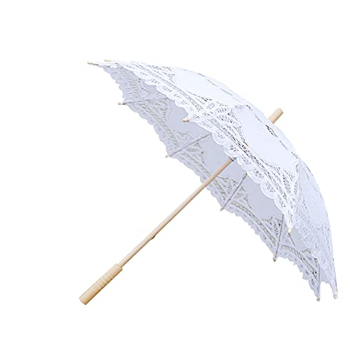 Hochzeitsschirm Brautschirm Weiß Spitzenschirm Damen Sonnenschirm mit Rüschen Hochzeit Regenschirm/Sonnenschirm Spitze Deko von Futchoy
