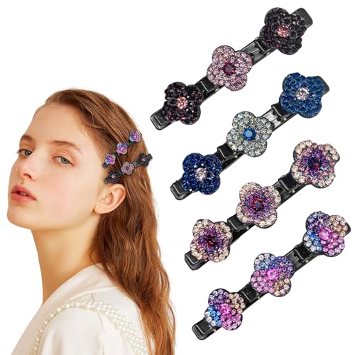 4 Stück Harz-Blumen-Haarspangen, elegante Strass-Mini-Clips für Frauen und Mädchen, perfekt für Styling, Accessoires und den täglichen Gebrauch von FutrLiv