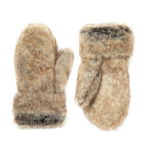 Futrzane Alaskan Fäustlinge - Fellhandschuhe Damen - Handschuhe Winter mit Fell (Grau mit Braun Alaskan) von Futrzane